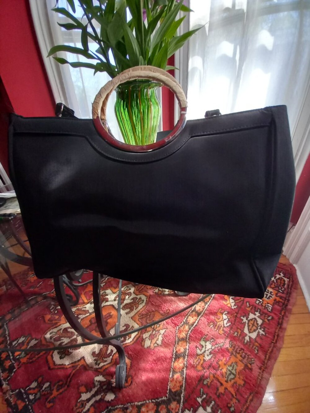 BLACK NYLON TOTE PURSE BAG NWT